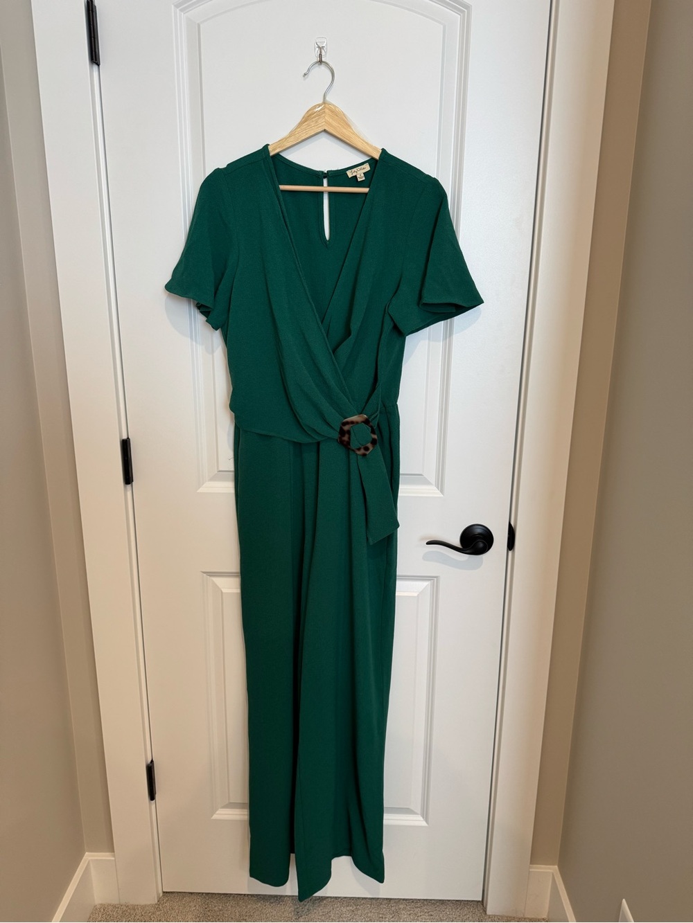 Lily White Emerald Green Wrap Jumpsuit with Buckle